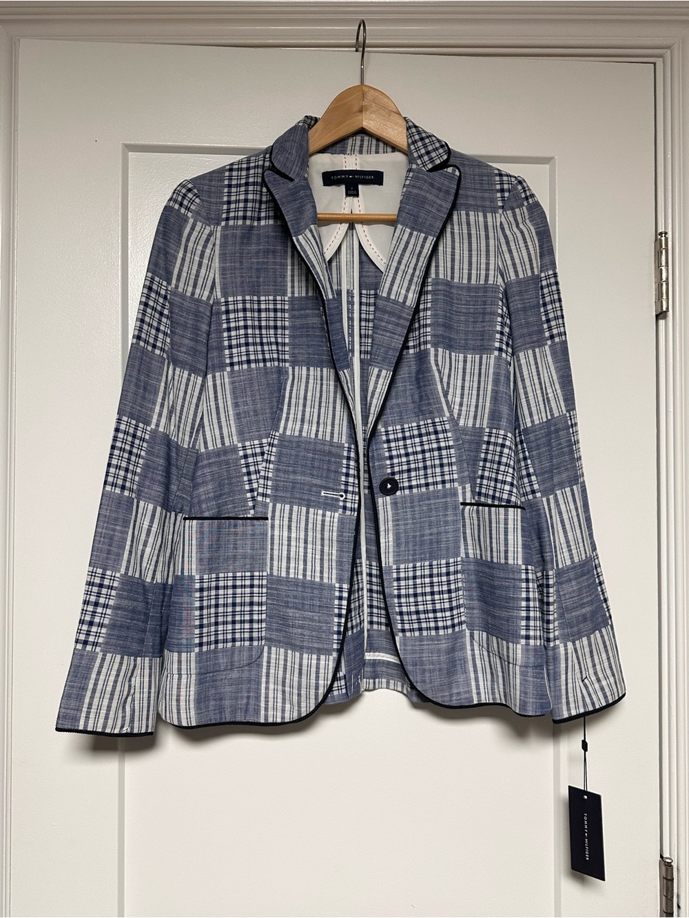 NWT- Tommy Hilfiger Blue Patchwork Women's Blazer